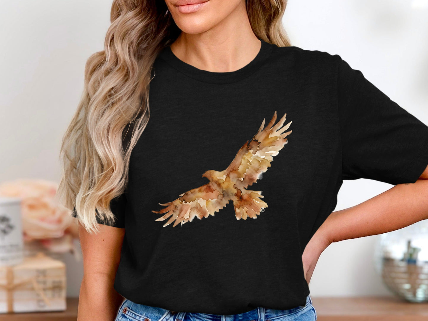 Watercolor Flying Eagle Artistic Men's Tee