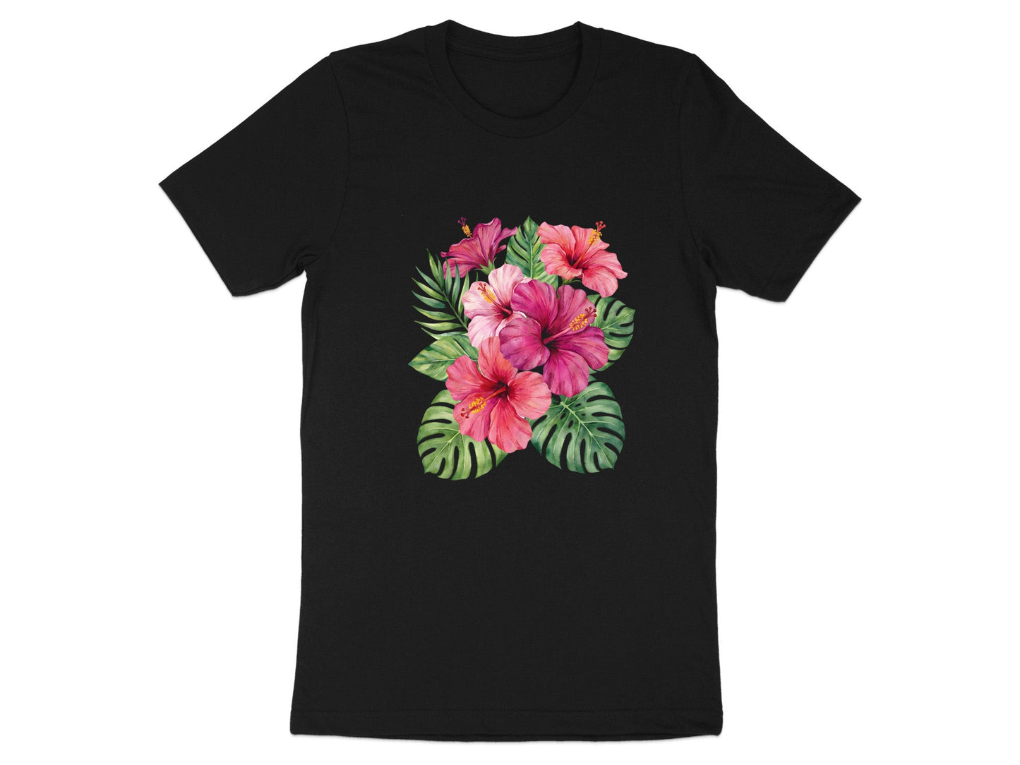 Tropical Hibiscus & Monstera Paradise T-Shirt