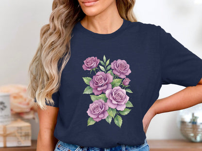 Soft Romantic Bouquet Lavender Roses cotton T-Shirt