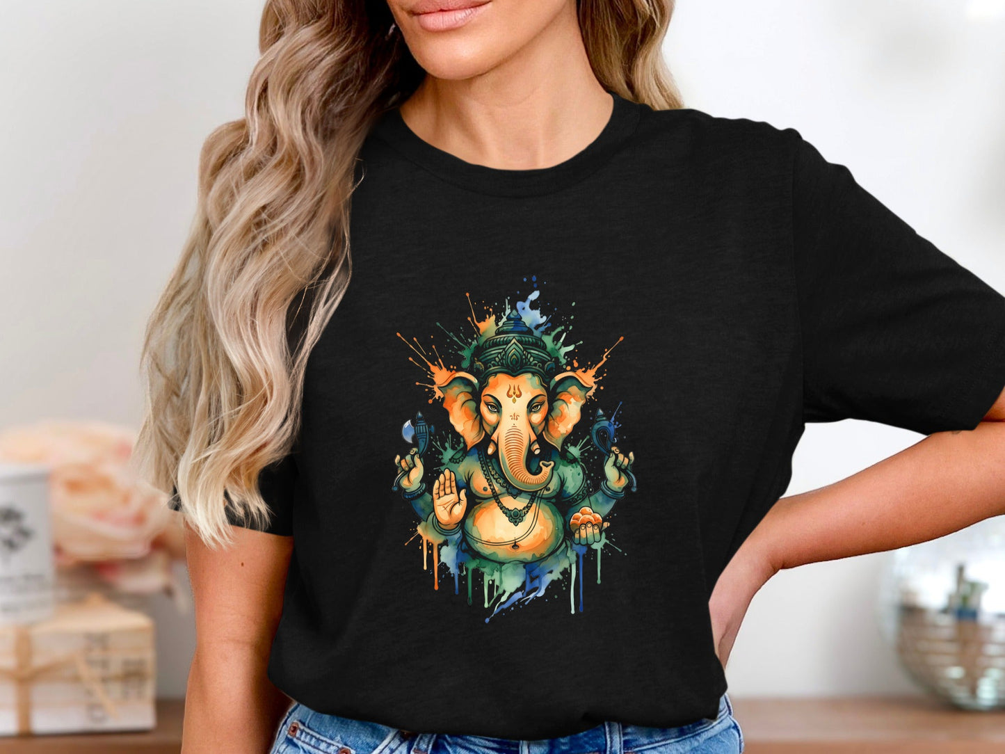 Watercolor Lord Ganesha Spiritual T-Shirt