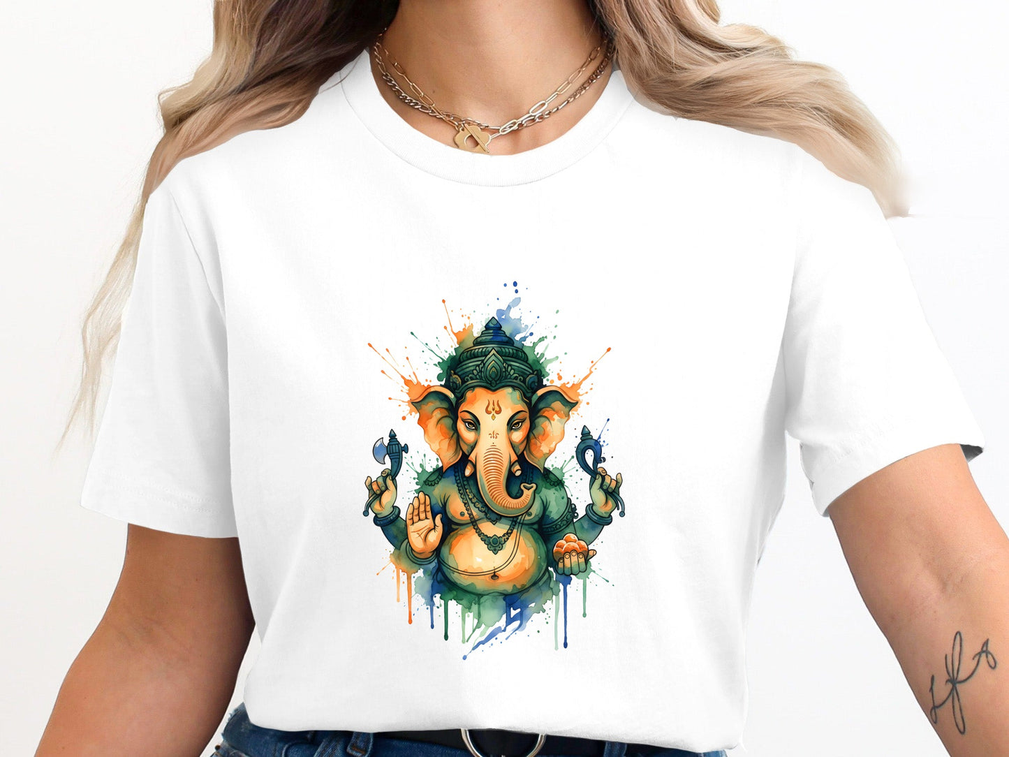 Watercolor Lord Ganesha Spiritual T-Shirt