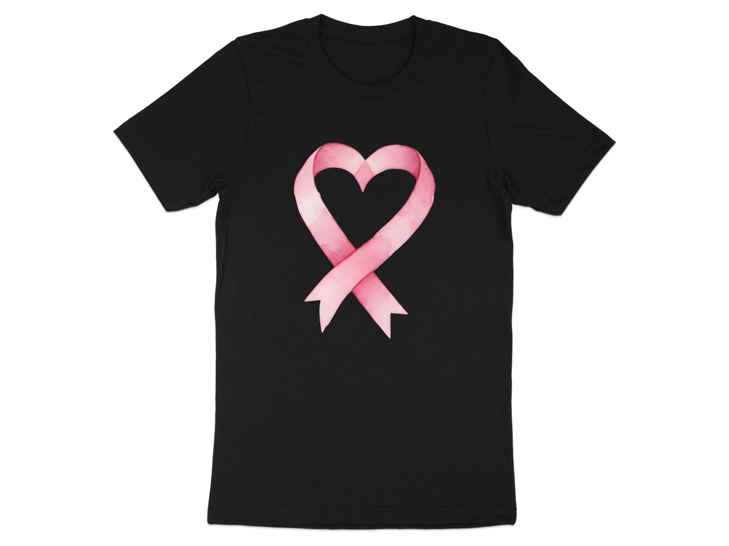 Watercolor Pink Ribbon Heart Graphic Tee