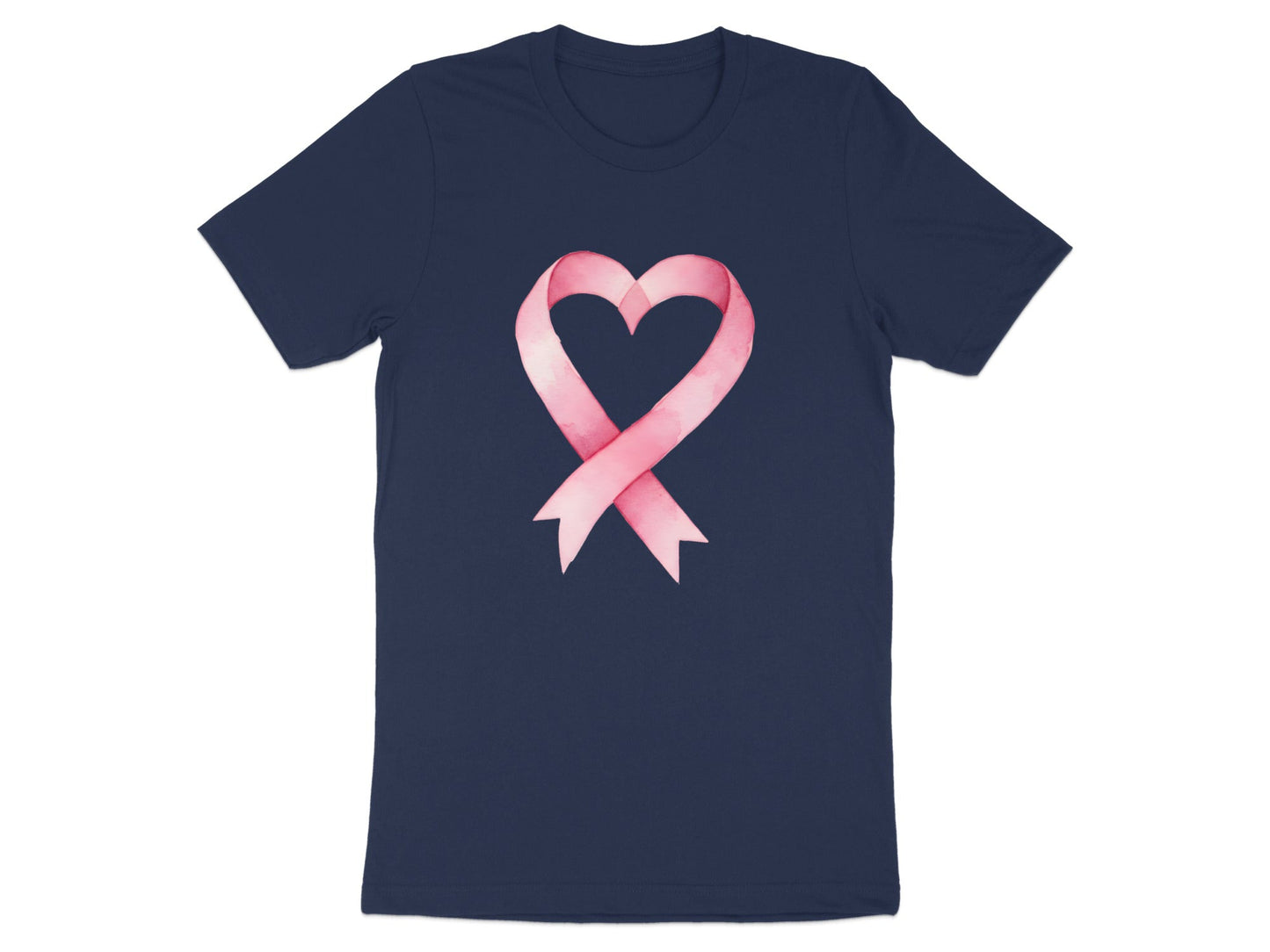 Watercolor Pink Ribbon Heart Graphic Tee
