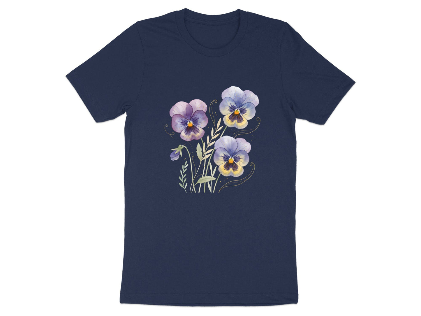 Soft Wash Watercolor Purple Pansies T-Shirt