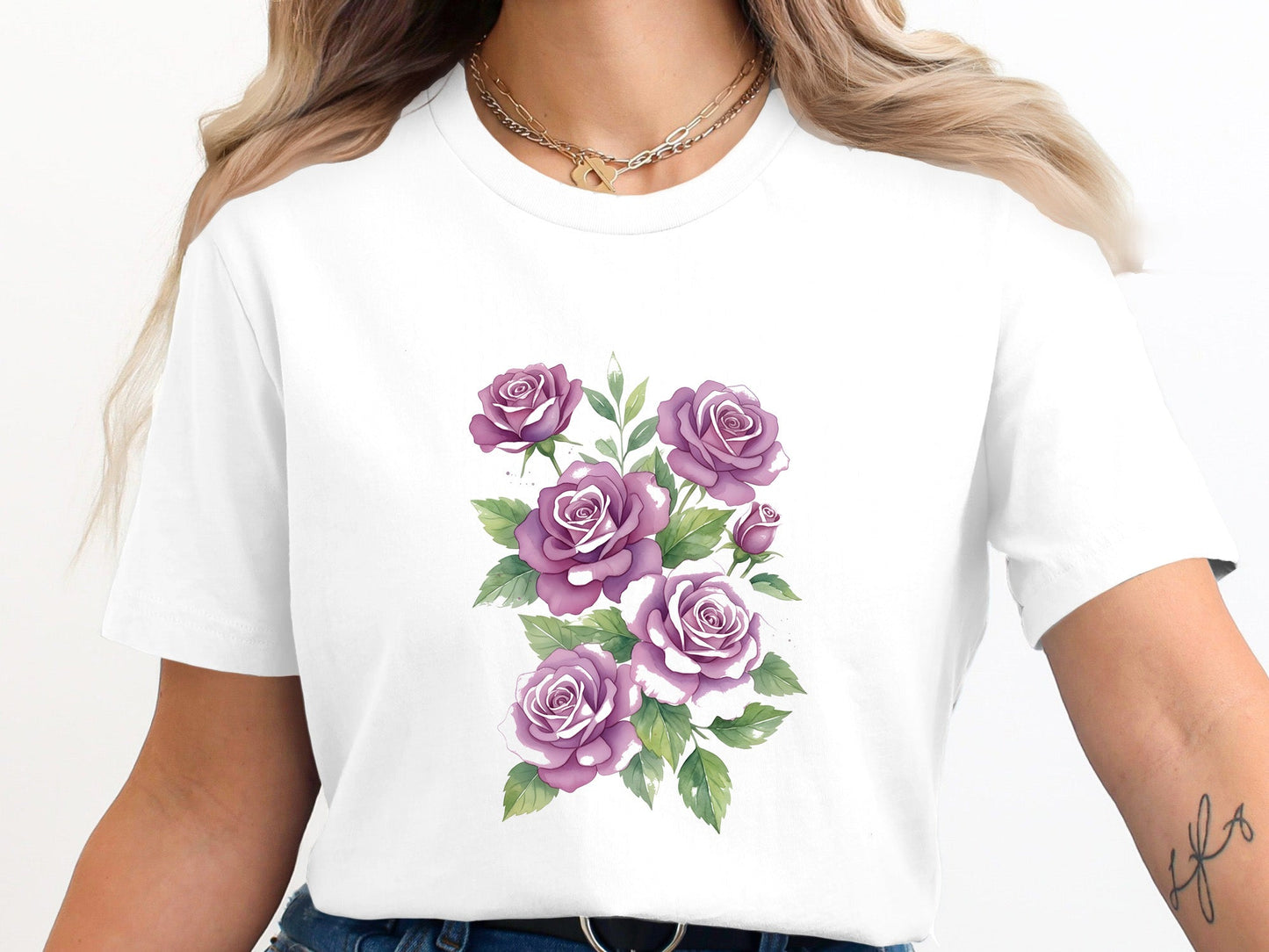 Soft Romantic Bouquet Lavender Roses cotton T-Shirt