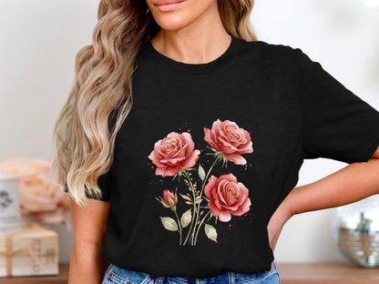 Soft Blush Watercolor Roses T-Shirt