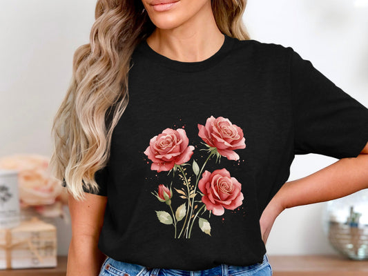 Soft Blush Watercolor Roses T-Shirt