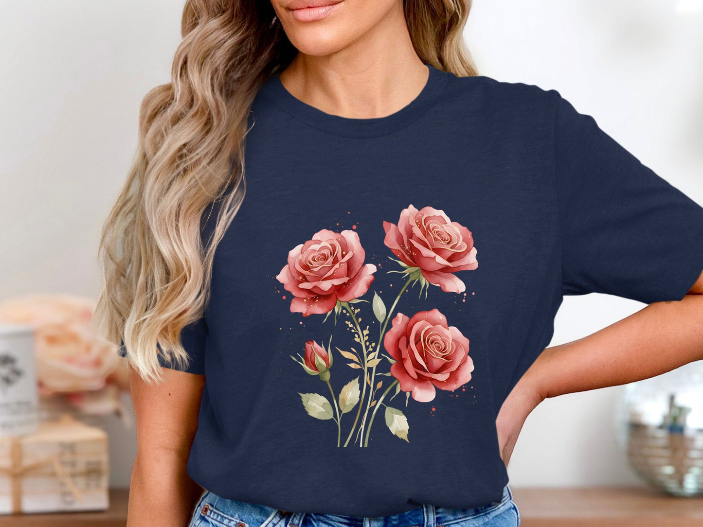 Soft Blush Watercolor Roses T-Shirt