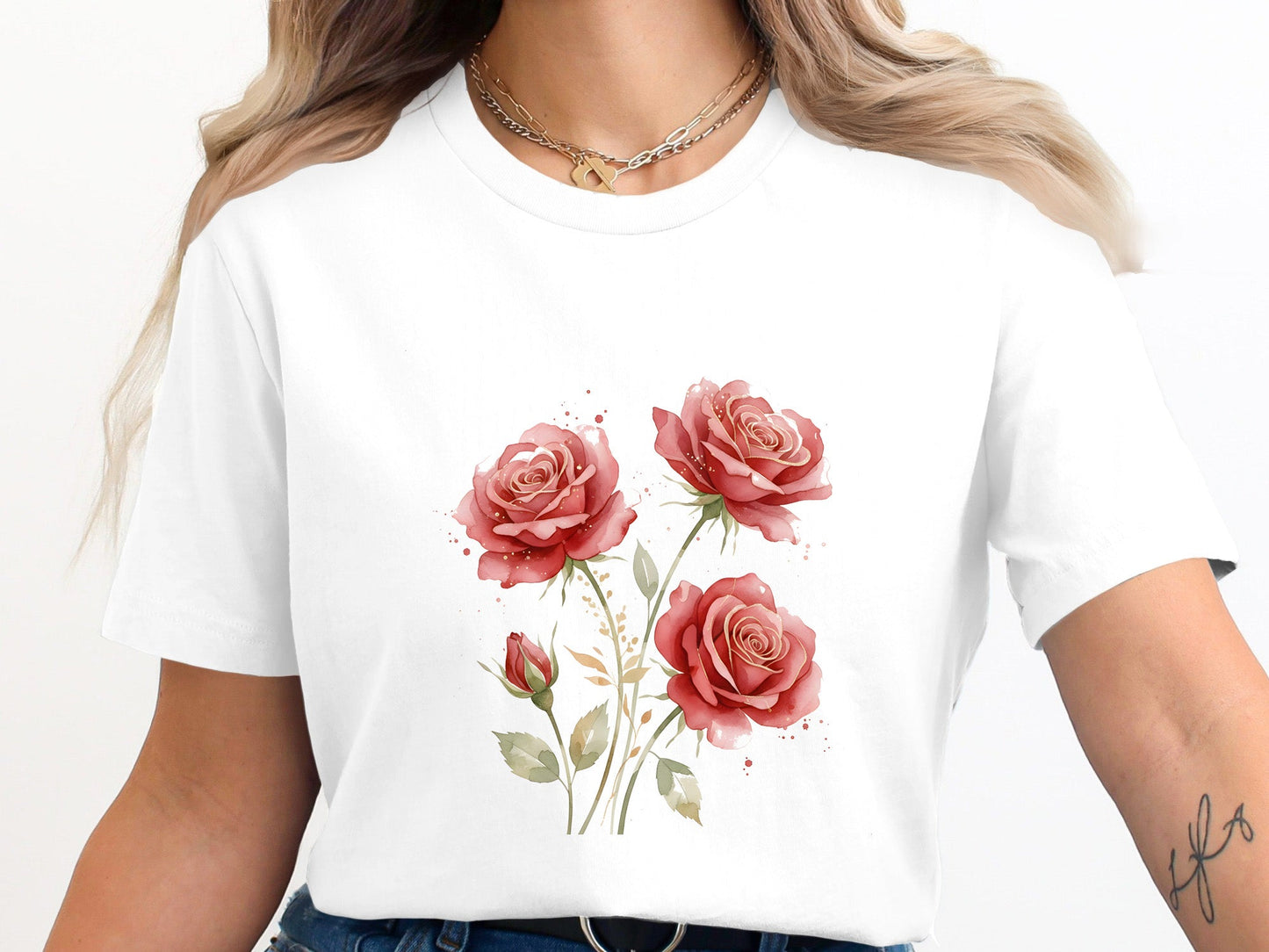 Soft Blush Watercolor Roses T-Shirt