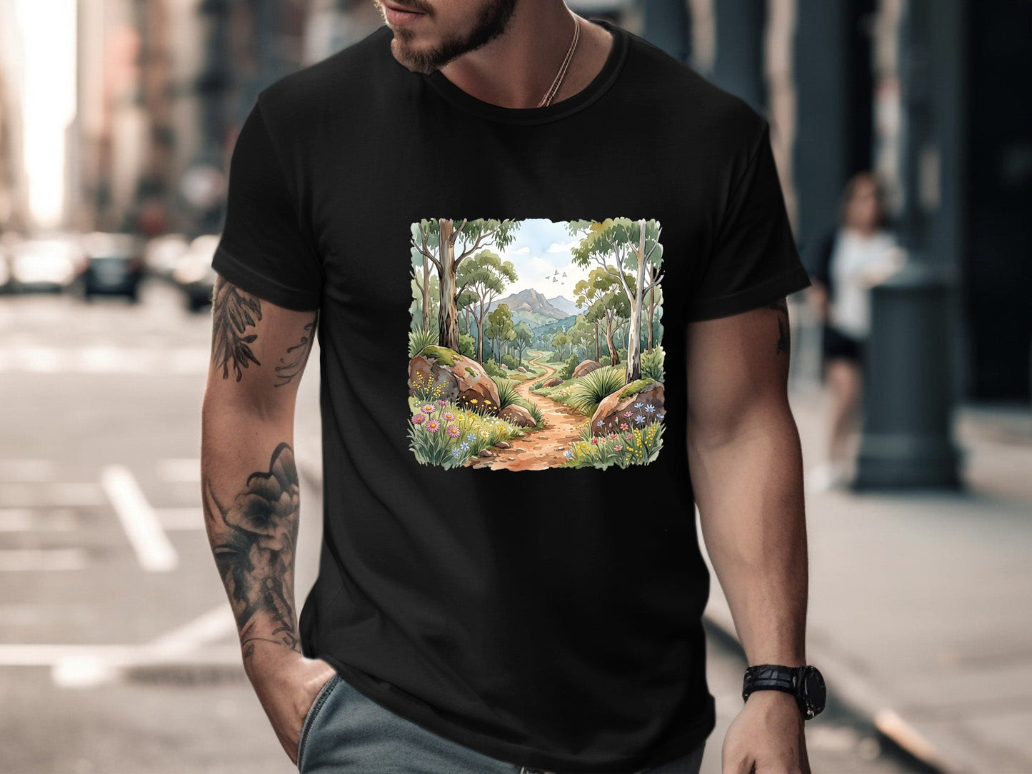 Aussie Bushland Trail Watercolor Graphic T-Shirt