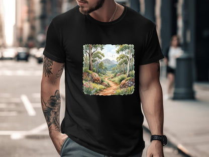 Aussie Bushland Trail Watercolor Graphic T-Shirt