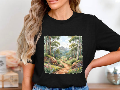 Aussie Bushland Trail Watercolor Graphic T-Shirt