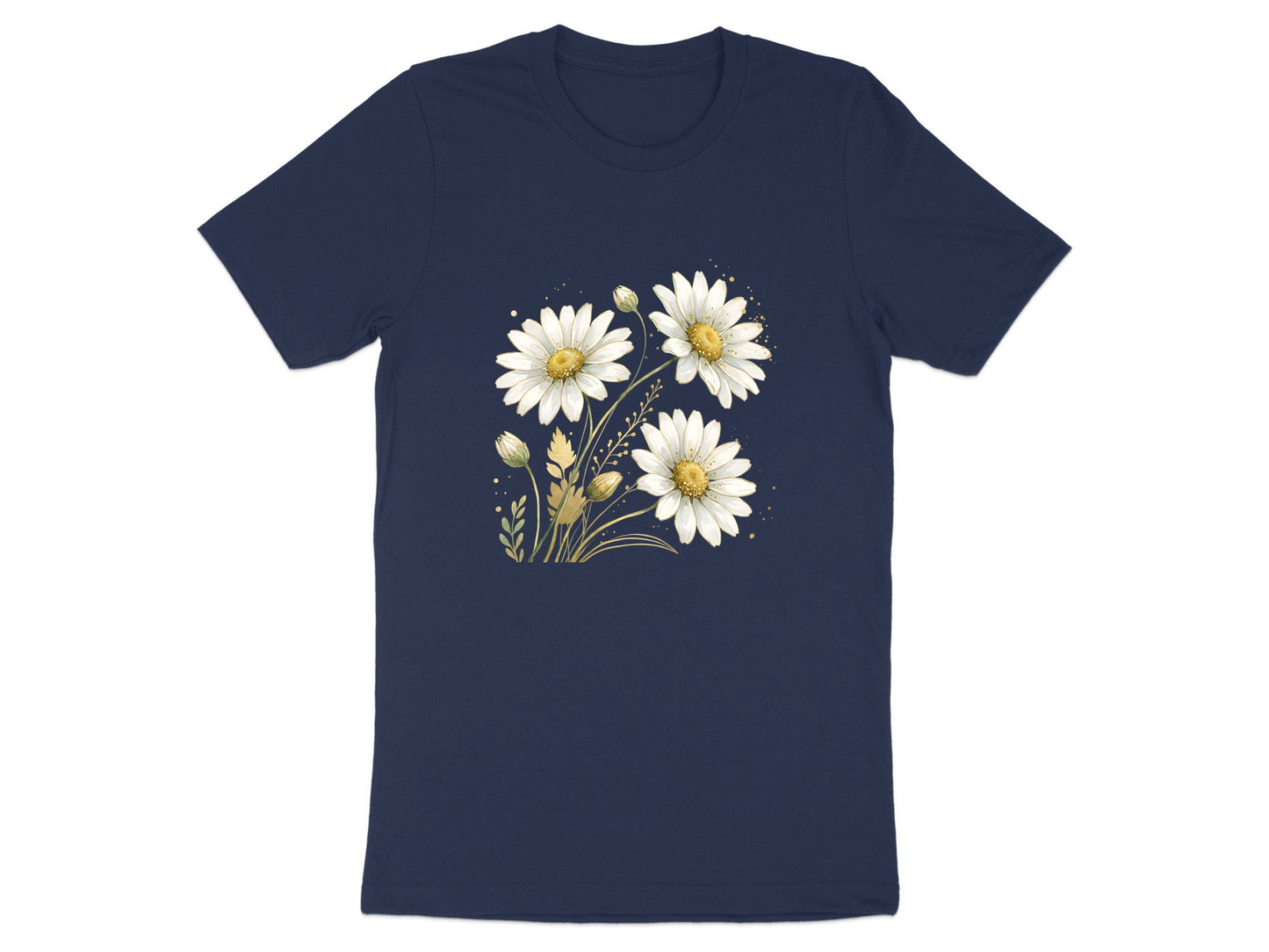 White Daisy Gold Dust Graphic T-Shirt