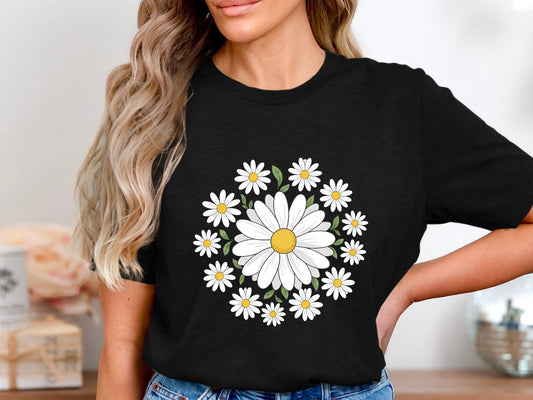 Classic Daisy Mandala Pattern Graphic T-Shirt