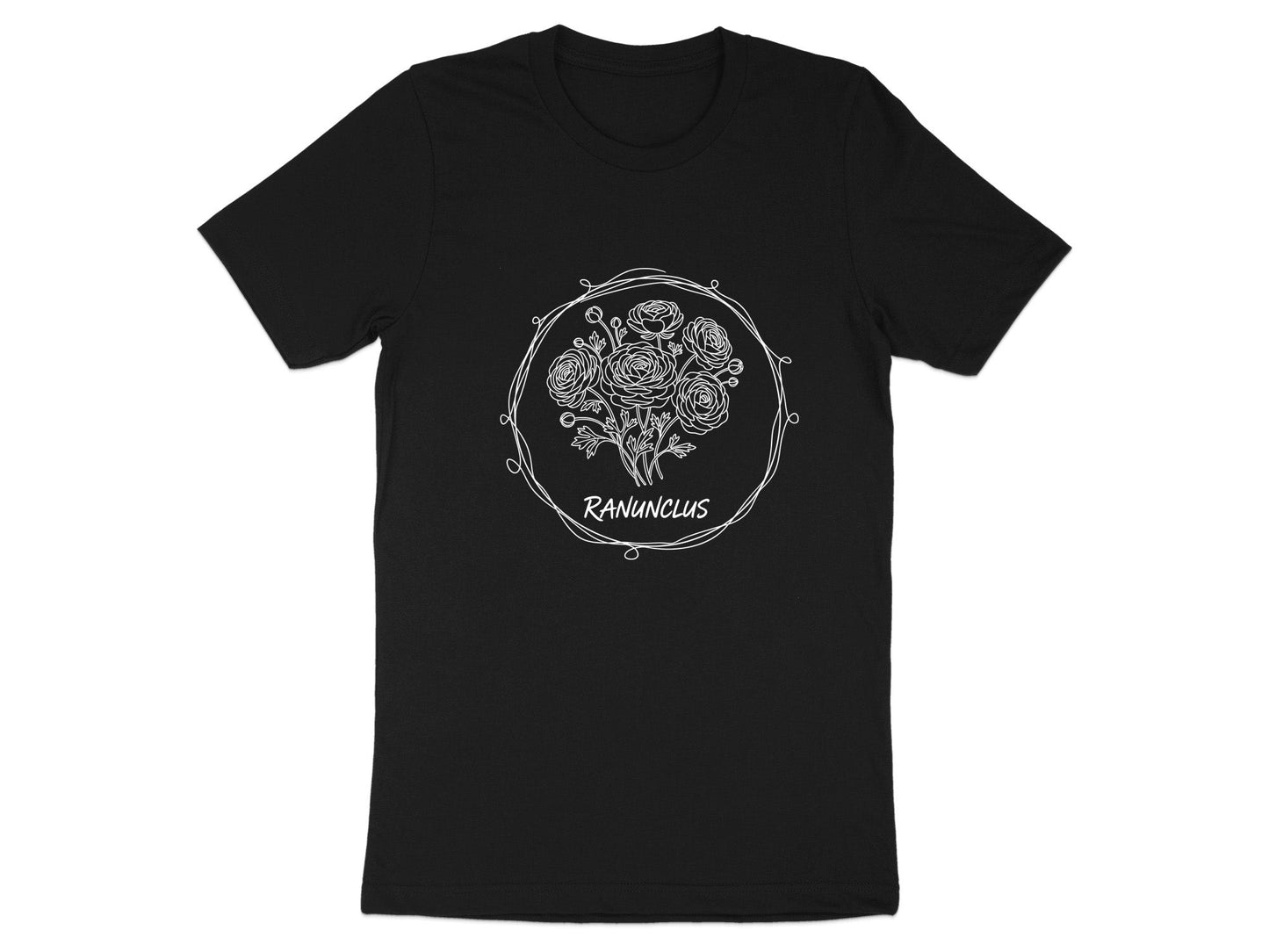 Ranunculus Bouquet Wreath Typography T-Shirt