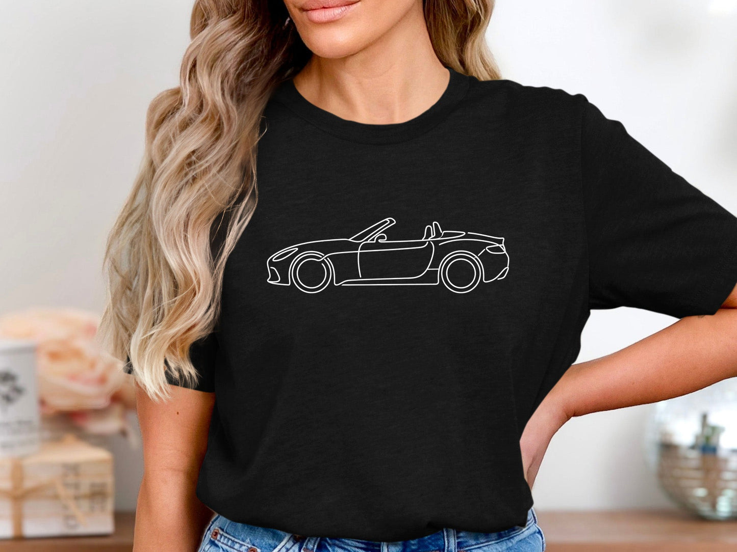 Minimalist One-Line Convertible Sports Car Tee
