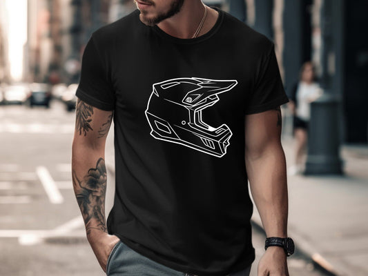 Motocross Helmet Line Art T-Shirt