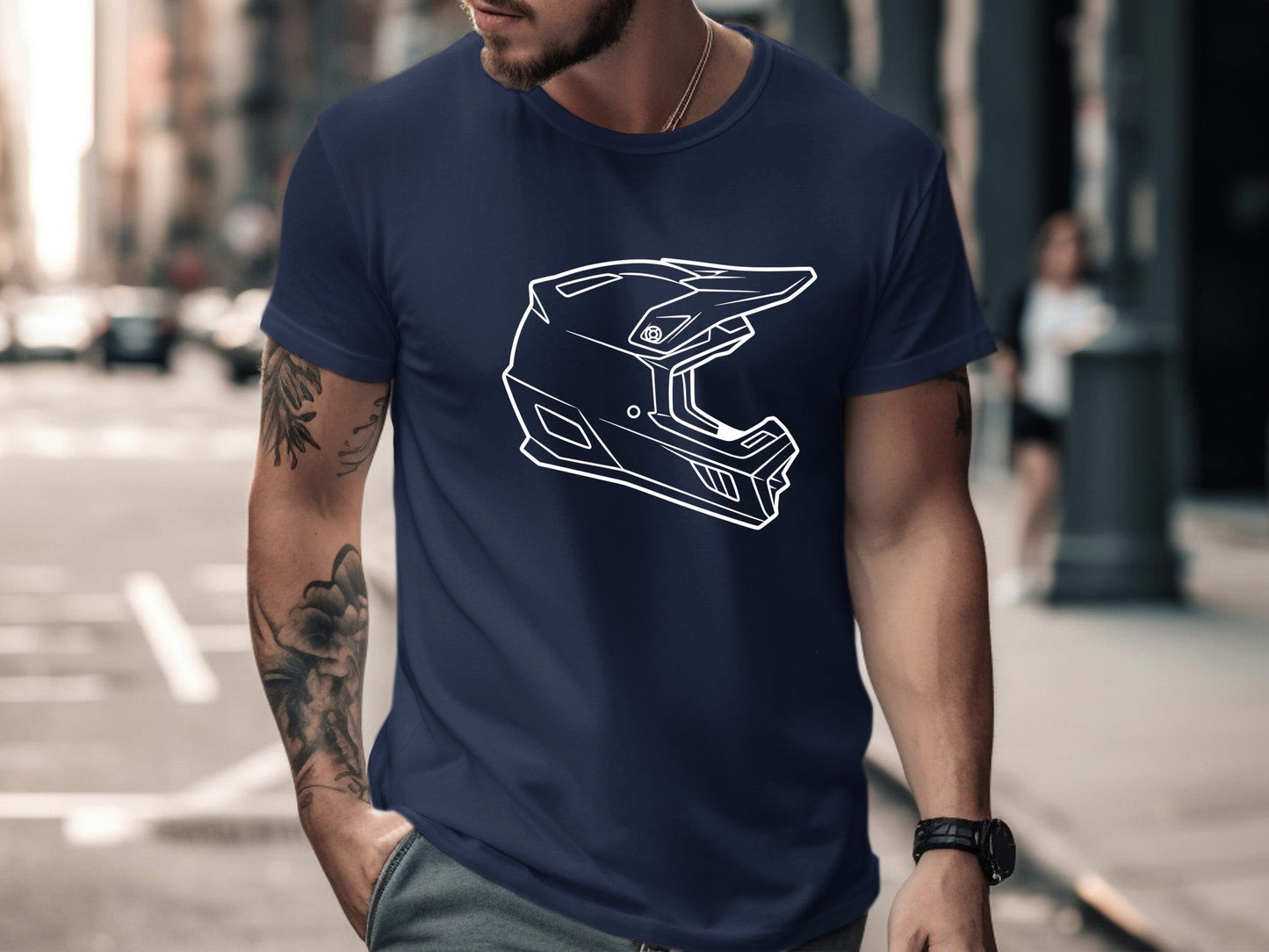 Motocross Helmet Line Art T-Shirt