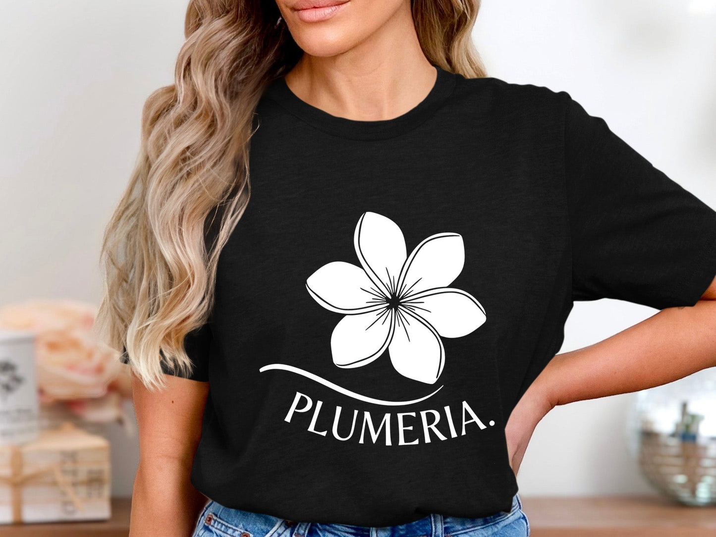 Plumeria Frangipani Silhouette Graphic Tee