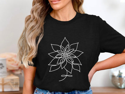 Poinsettia Blossom Continuous Line T-Shirt