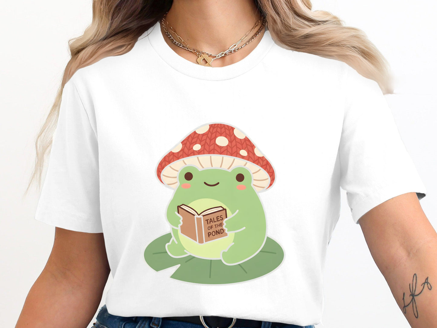 Frog with Mushroom Hat 'Tales of the Pond' Kawaii Tee