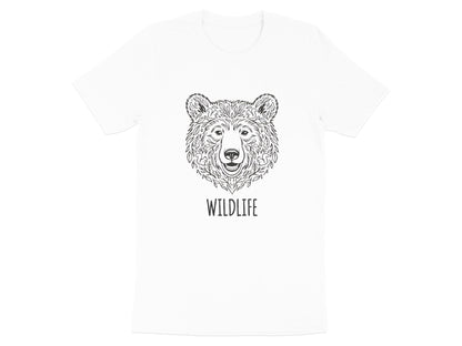 Intricate Floral Wildlife Bear Head Black T-Shirt