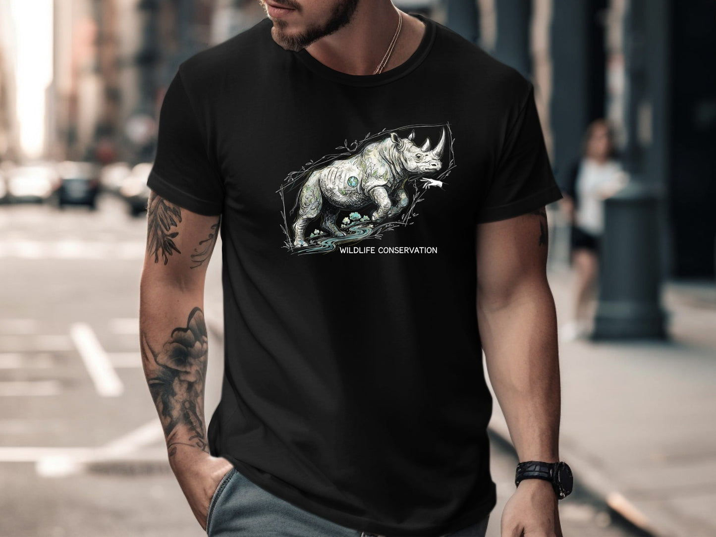 Wildlife Conservation Rhino Earth Graphic Tee
