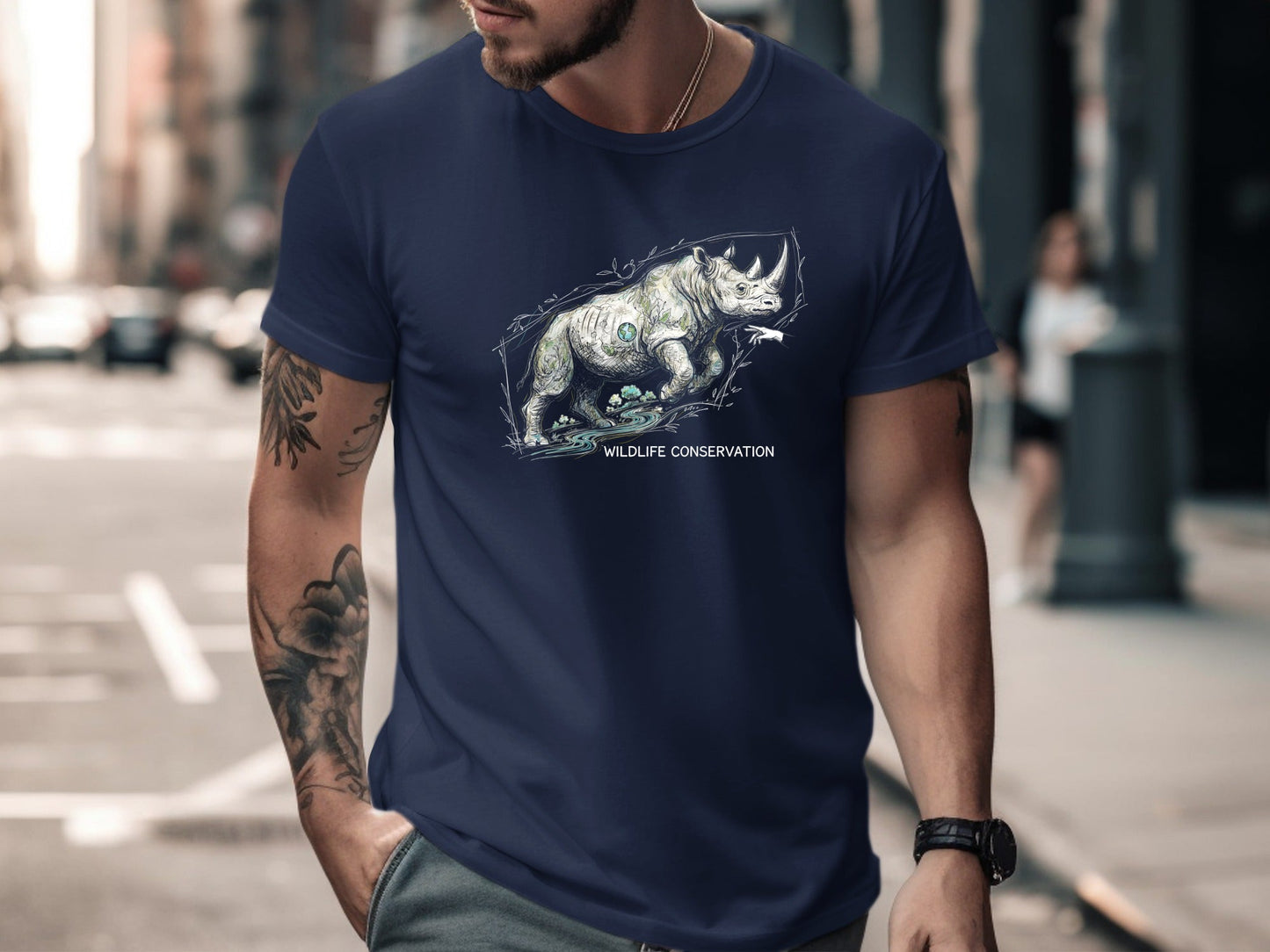 Wildlife Conservation Rhino Earth Graphic Tee