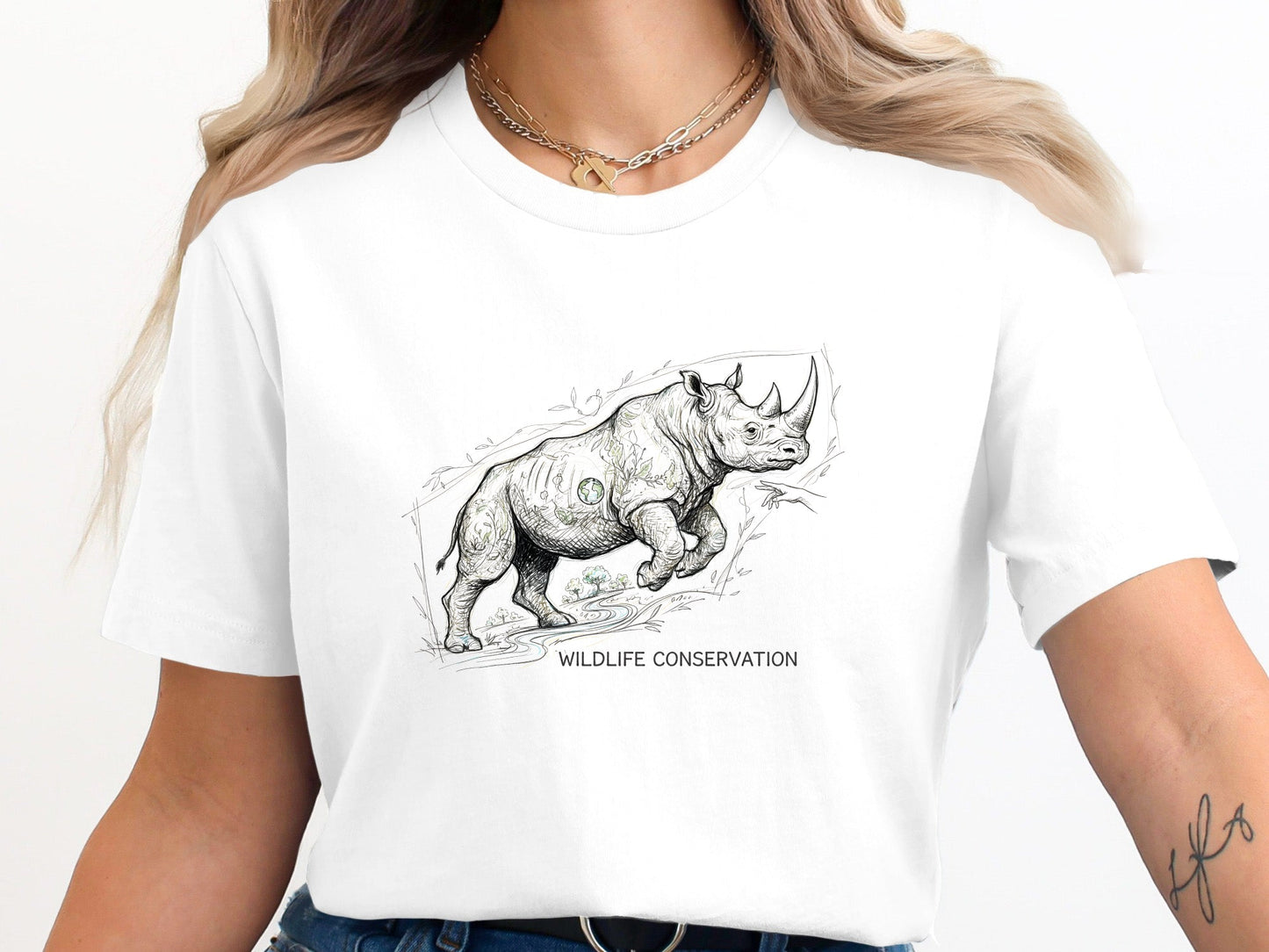 Wildlife Conservation Rhino Earth Graphic Tee