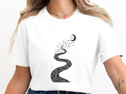 Path to the Moon Tee – Winding Mystic Celestial T-Shirt