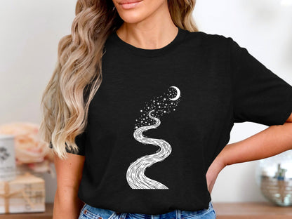 Path to the Moon Tee – Winding Mystic Celestial T-Shirt