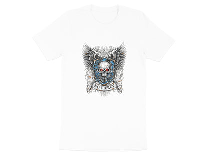 Gothic Winged Skull "No Mercy" Biker T-Shirt