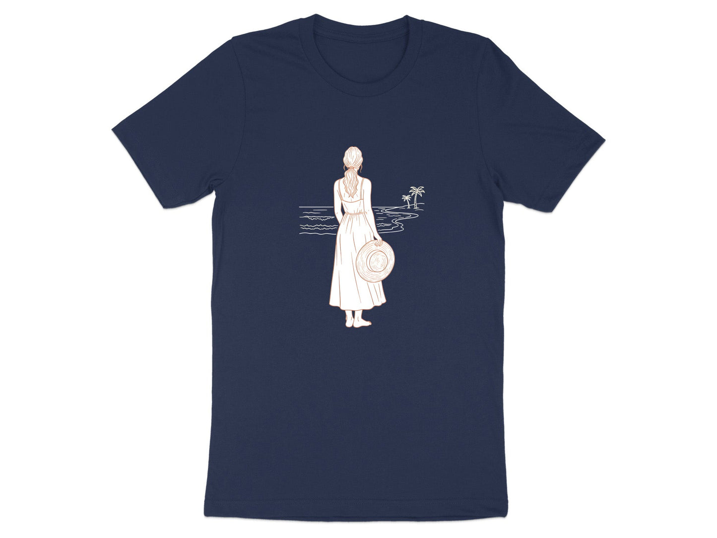 Coastal Wanderer Line Art T-Shirt| Boho Beach Girl Tee
