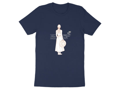 Coastal Wanderer Line Art T-Shirt| Boho Beach Girl Tee
