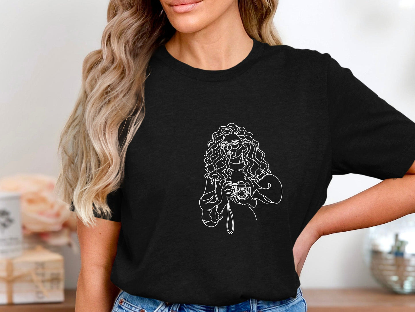 The Photographer Single Line Portrait T-Shirt