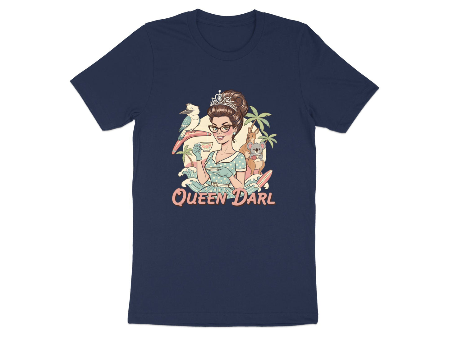 Queen Darl Australian Retro Woman T-Shirt - Kookaburra & Koala