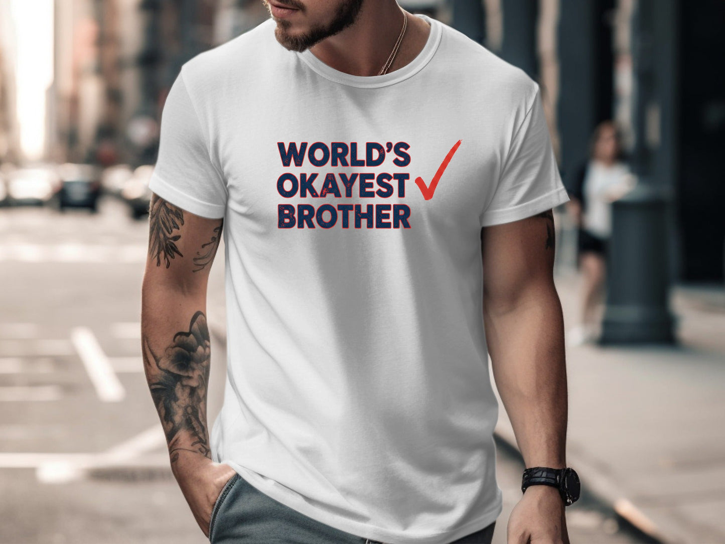 World's Okayest Brother Funny Sarcastic Tee