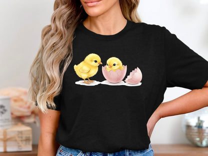 Cute Yellow Chicks Hatching Watercolour Tee