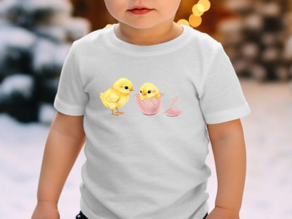 Cute Yellow Chicks Hatching Watercolour Tee