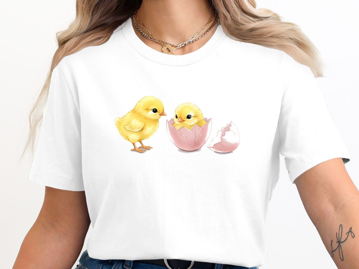 Cute Yellow Chicks Hatching Watercolour Tee