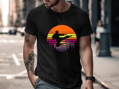 Retro Synthwave Karate Kick T-Shirt