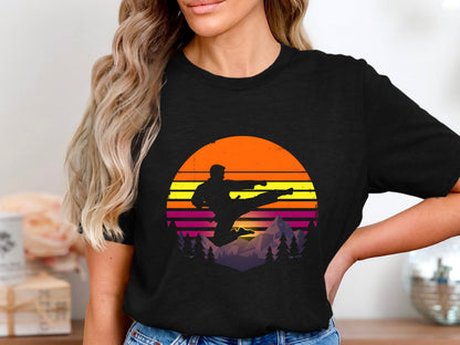 Retro Synthwave Karate Kick T-Shirt