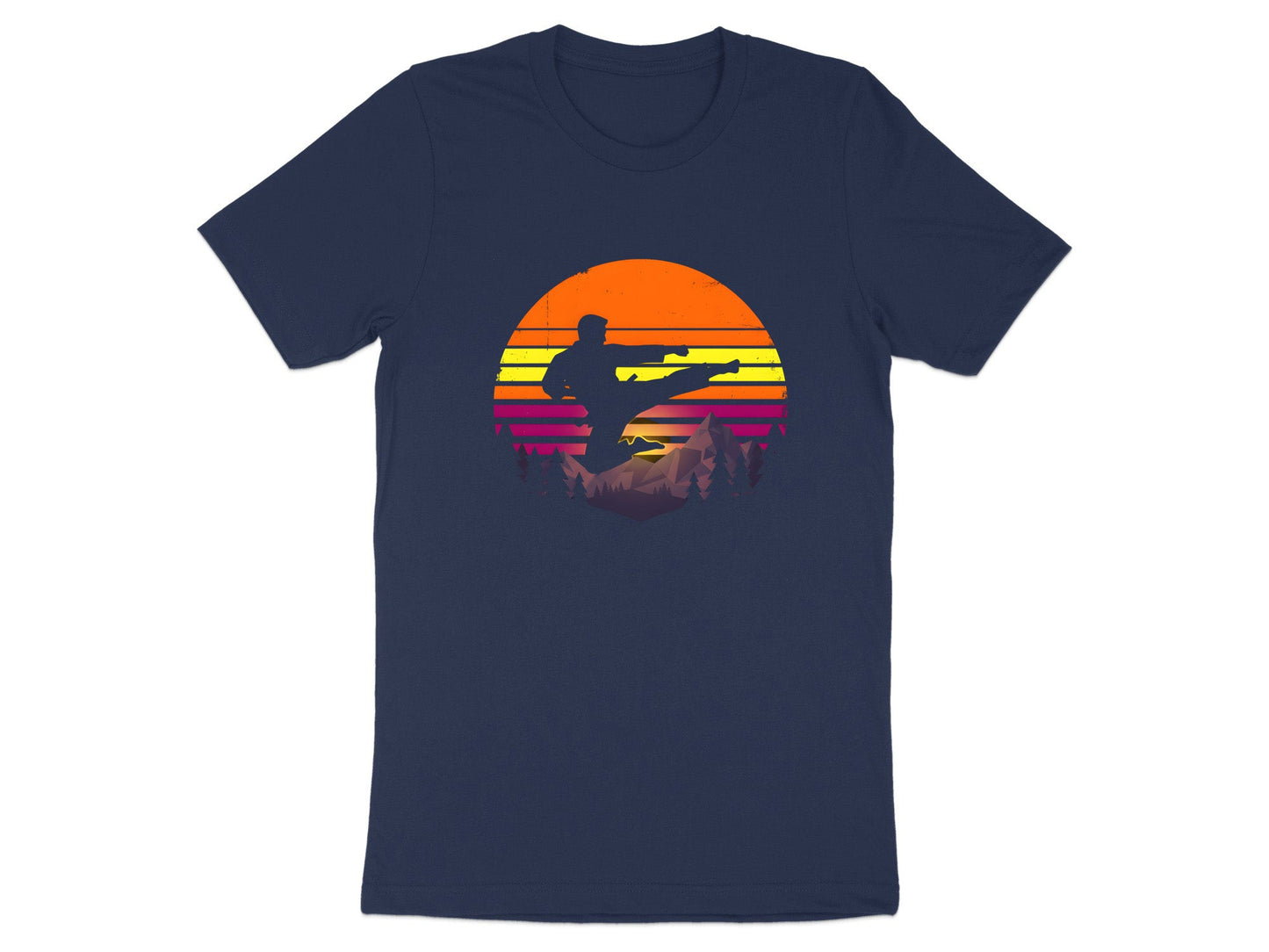 Retro Synthwave Karate Kick T-Shirt